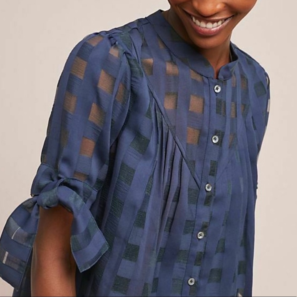 Anthropologie -window pane blouse. Small